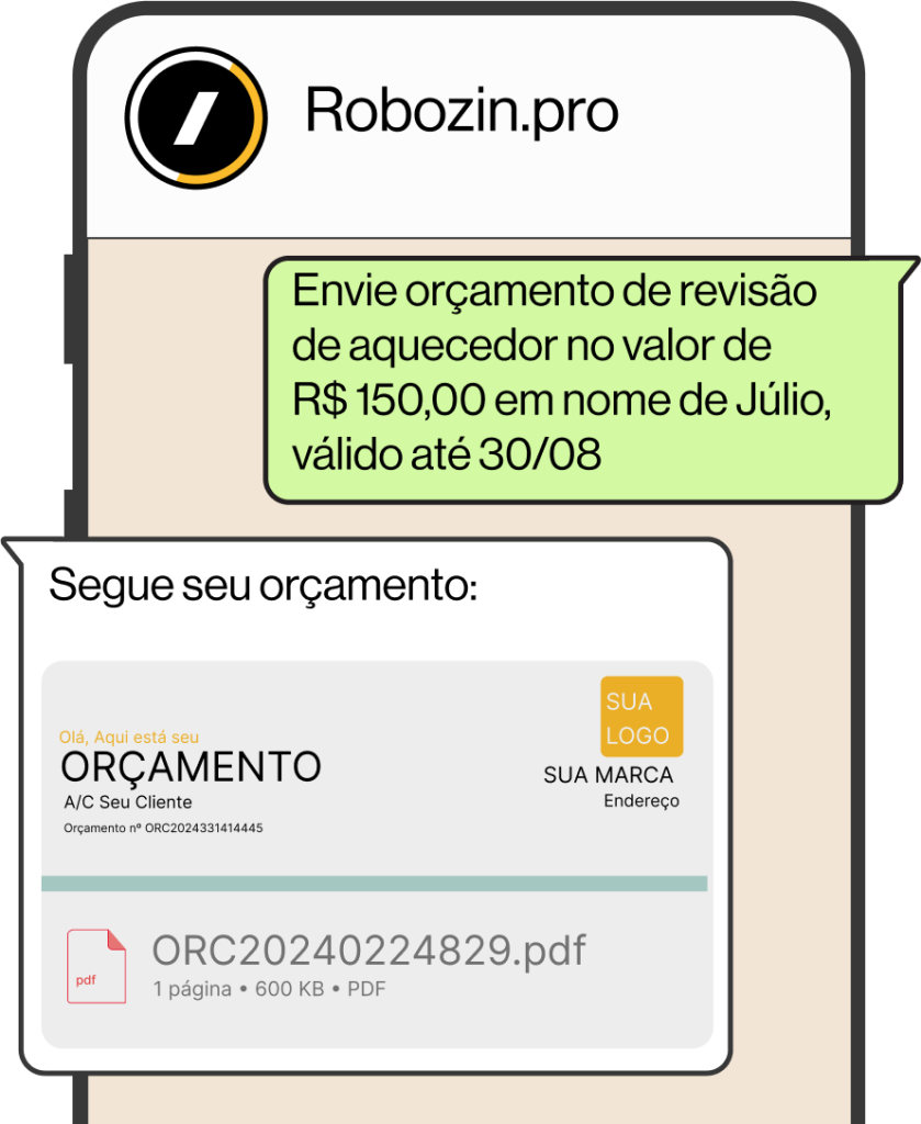 Orçamentos & Recibos: Crie em segundos propostas e orçamentos de nível profissional via WhatsApp